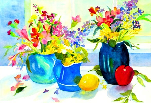 Three Blue Vases